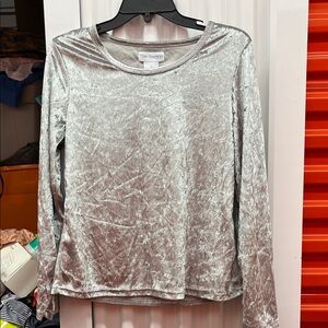 The Paragon Shimmering Silver Long Sleeve Top